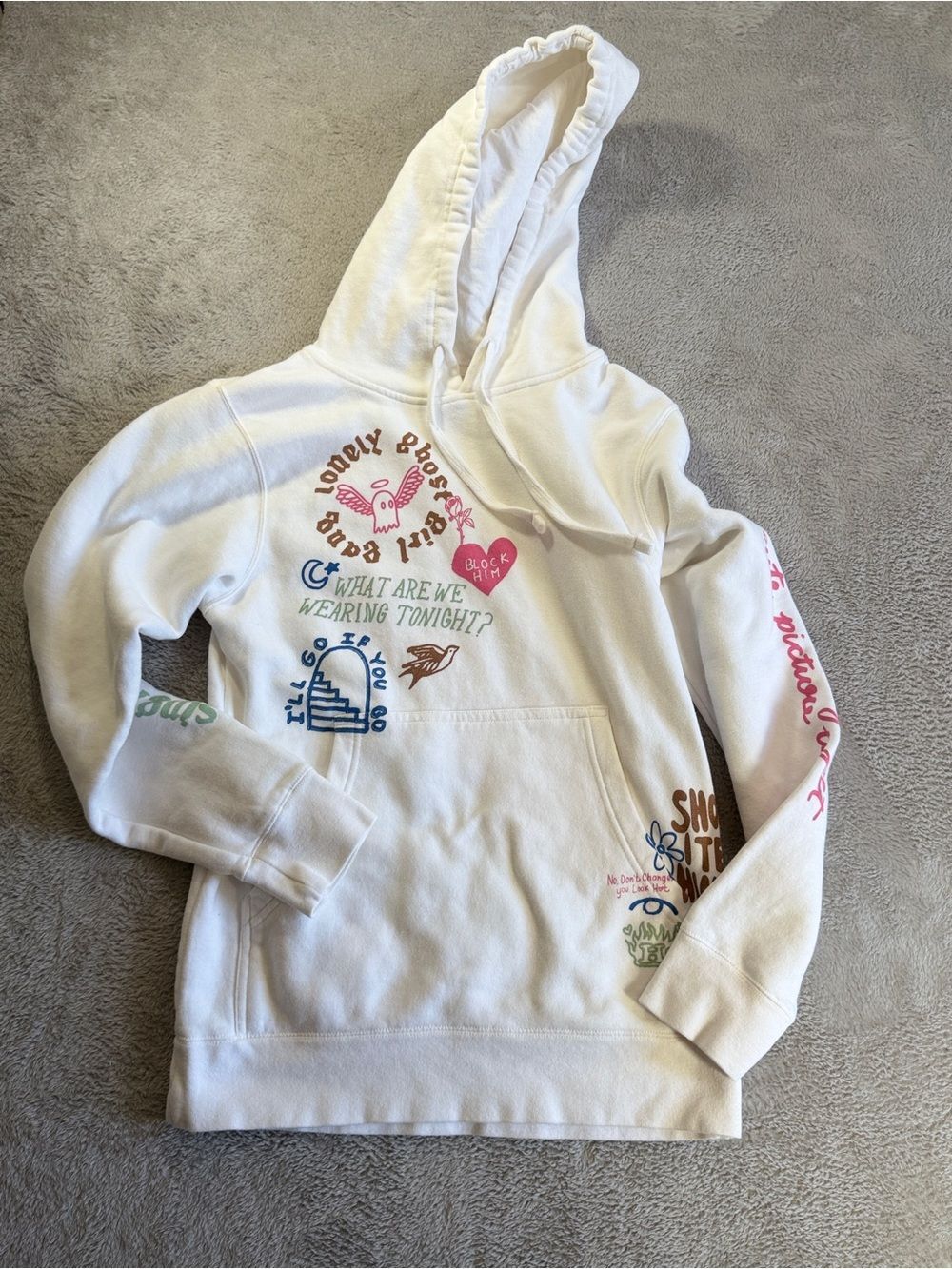 Lonely Ghost Girl Gang White Graphic Hoodie XS